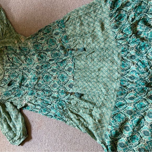 Bright green and blue boho/maxi dress from Zara. - Picture 1 of 4